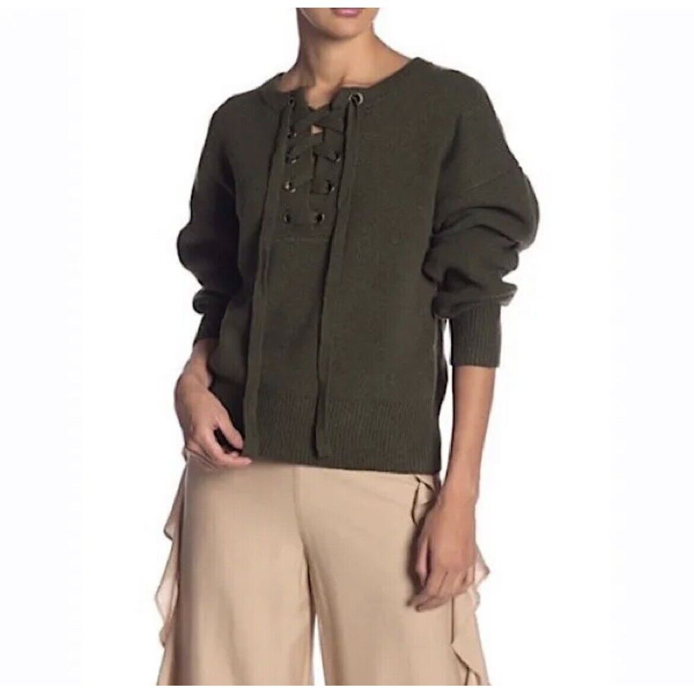 Endless Rose Women's Green Lace Up Sweater‎ Size Small